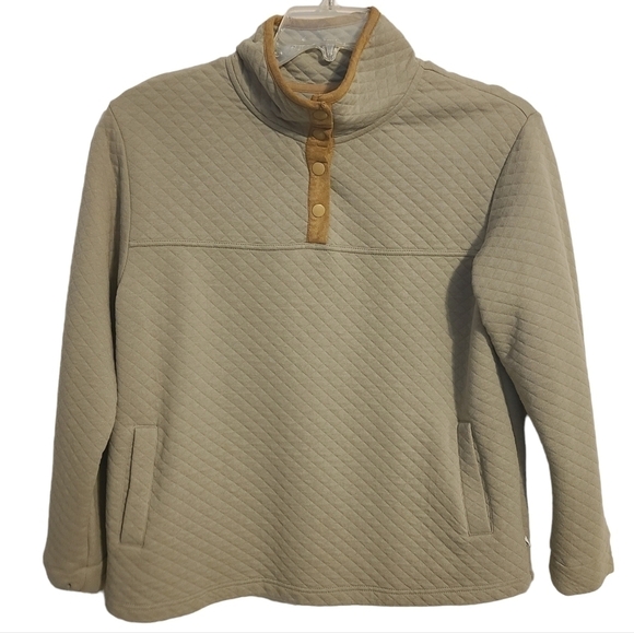 Koolaburra | Light Brown Weave Pattern Quarter Button-Up Pullover (Medium) - Picture 1 of 12